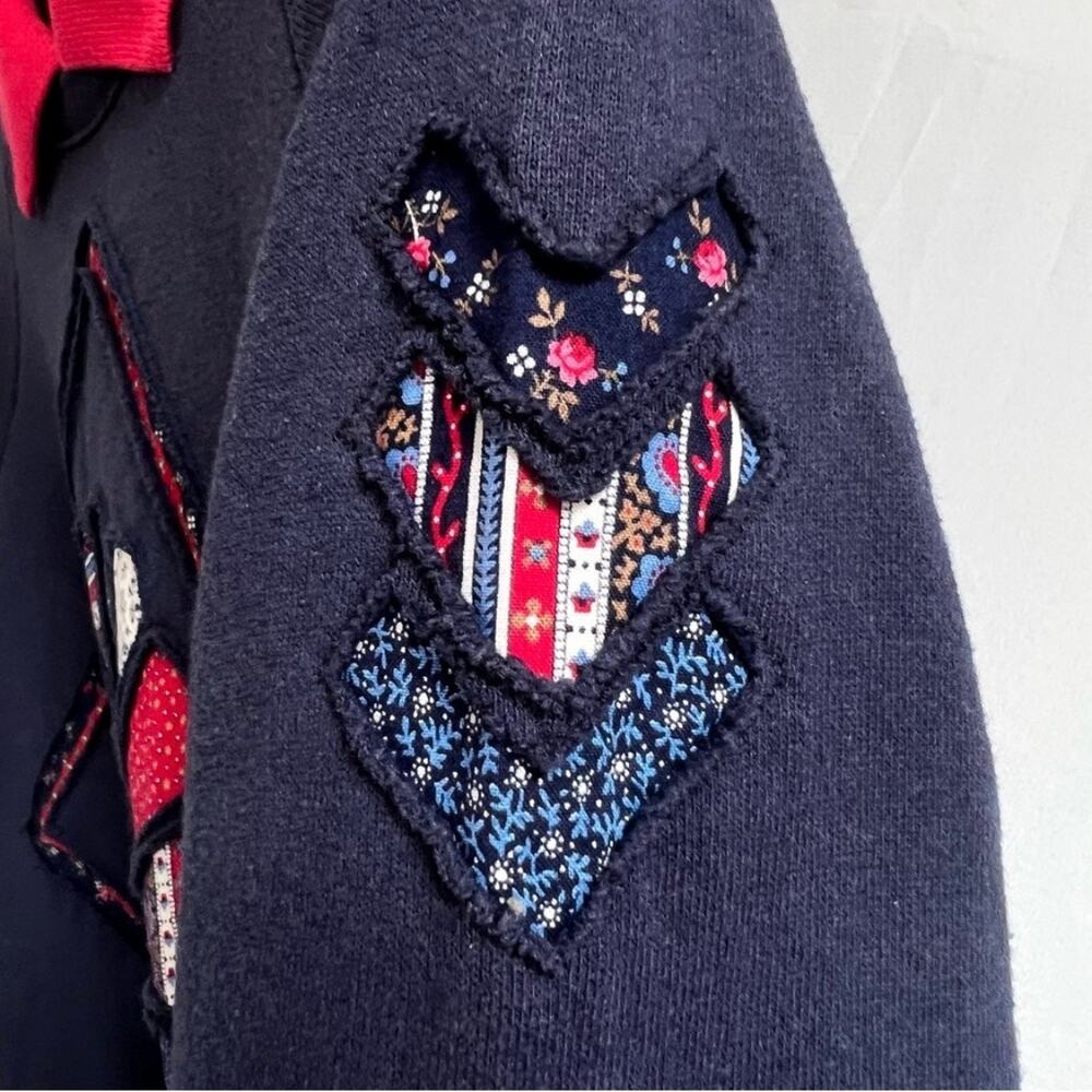 Vintage Reverse Applique Patchwork Flower Crew Co… - image 4